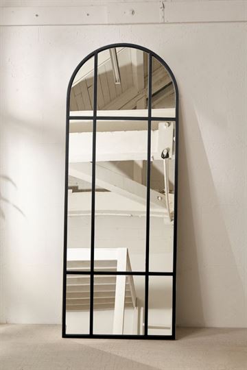 Speil med sort jernramme 185x70 cm